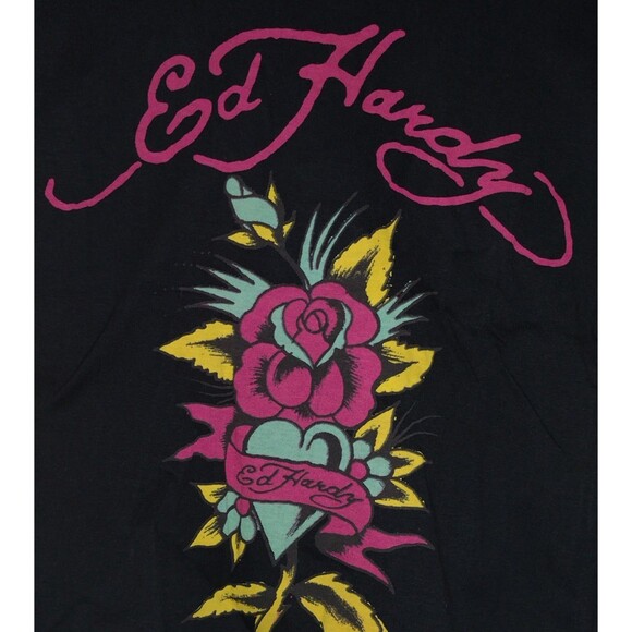 Ed Hardy Baby Tee 18-24 Months Black w/ Rose Vtg by Christian Audigier NWT - Picture 2 of 8